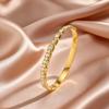 Luxury Sparkling Inlaid Zircon Stainless Steel Bracelets for Women Fashion Gold Plated Open Bangle Non Fading Jewelry Gift