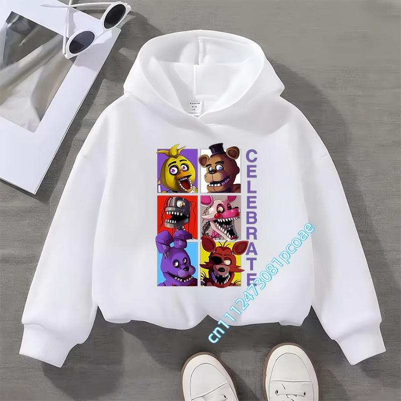 Five Nights At Freddy's Kids Boys' Sportswear Girls' Casual Top Cartoon Print Autumn/Winter Long-Sleeve Children's Hooded Shirt