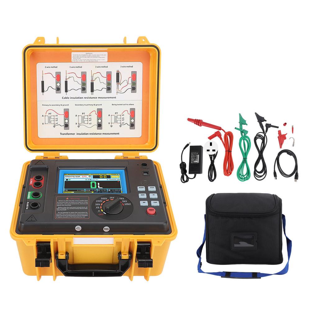 Digital Insulation Resistance Tester 10KV High Voltage Megohmmeter Earth Ground Resistance Meter 100‑240V UK Plug