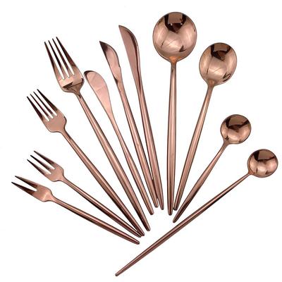 1-Pezzo Nuovo Set di posate in oro rosa Set di stoviglie per matrimoni Forchette Coltelli Scoop Frutta Cucchiaino Set da tavola in acciaio inossidabile Coreano