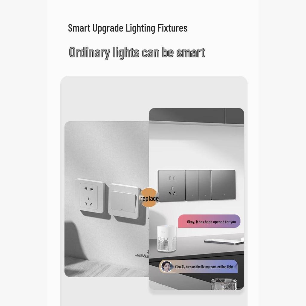 Smart Ultra-Thin Panel Switch: Compatible with Mijia App for Remote Control, Voice Commands, and Timed Scenes.