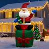 1.8m Inflatable Santa On Gift Box - Outdoor Christmas Yard Decoration
