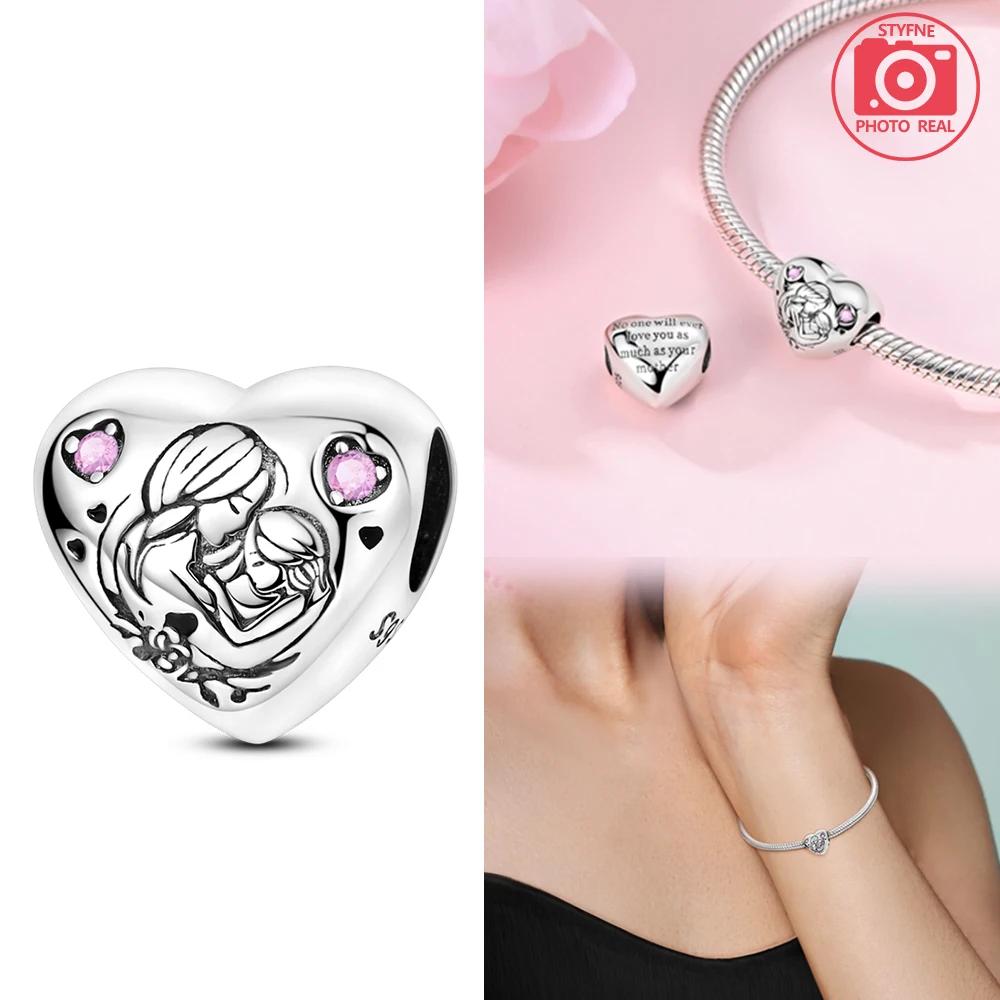 Kupferfarben Mutter und Tochter umarmen sich Liebesperlen Anhänger Kompatibel mit Authentischen Armbändern DIY Feiner Schmuck Geschenk für Frauen