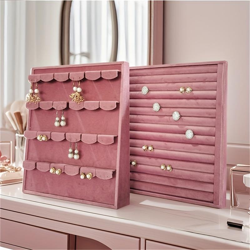 PGY Pink Velvet Jewelry Display Props Stand Elegant Ring & Earring Organizer Soft Fabric Lining Jewelry Bracelet Display Rack