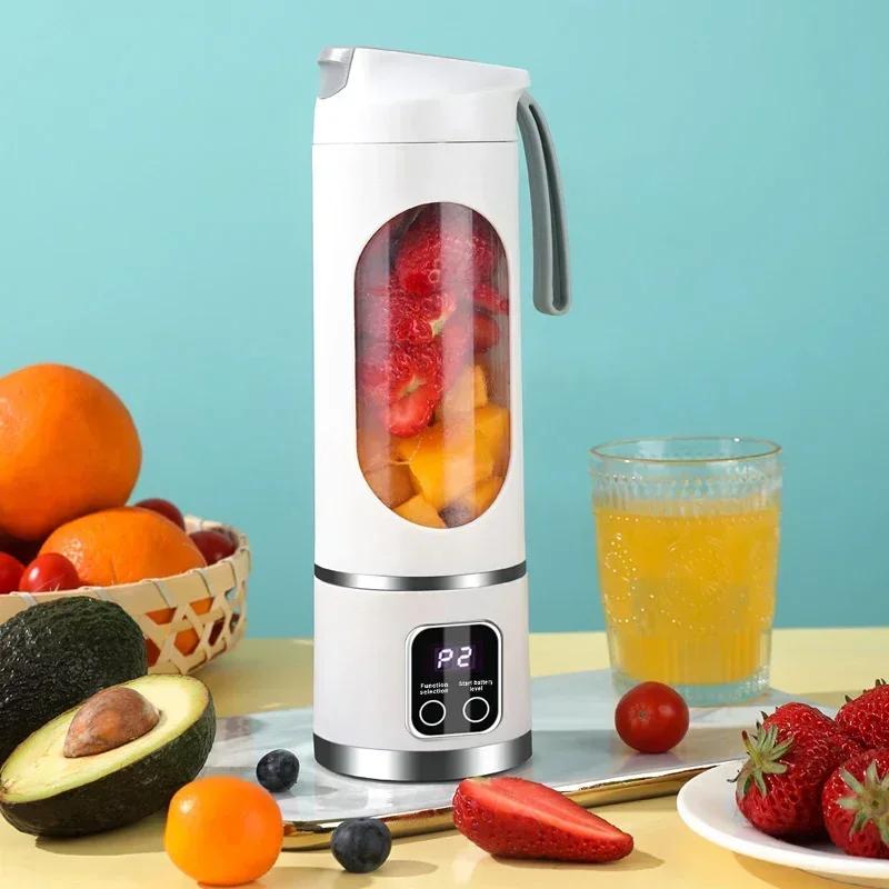 Cordless Portable USB Rechargeable Electric Juicer Cup Blender with Digital Display for Fruit Milkshake Making Home Outdoor Use