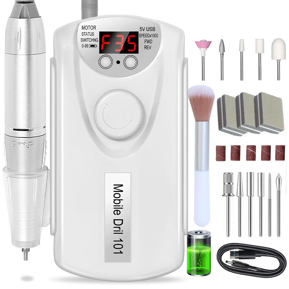 35000RPM Electric Nail Drill Professional Lathe Machine Milling Cutter Low Noise Electric Sander Gel Polishing Nail File Kit