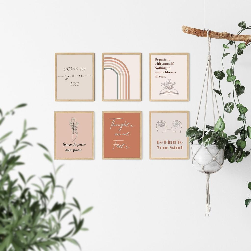 TwoDays Boho Office Decor, Positive Affirmation Posters for Classroom, Therapy Quotes for Women, Bohemian pirational Wall Art for Bedroom, Chic