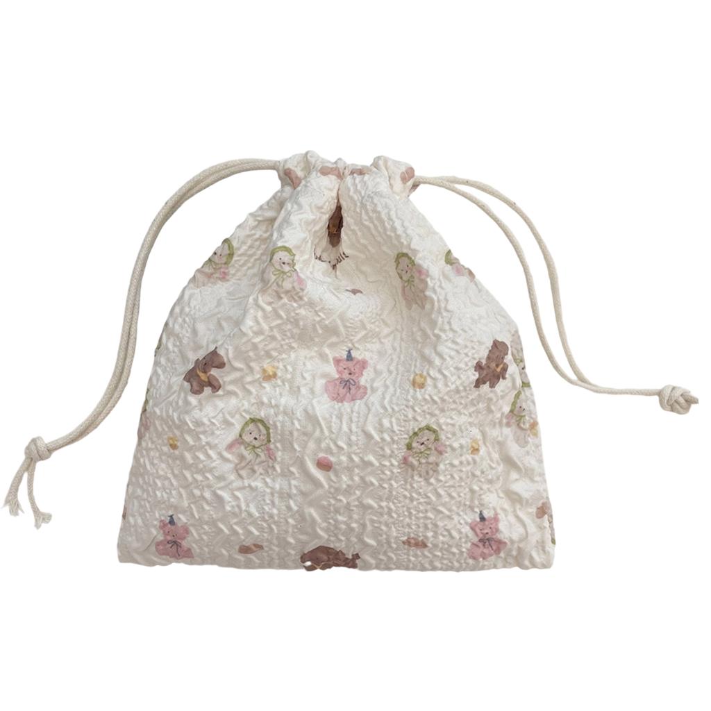 Niedlicher Cartoon Kordelzugbeutel Aufbewahrungsbeutel Kompakte Kosmetiktasche Make-up Organizer für Pinsel Schlüssel Reise-Essential