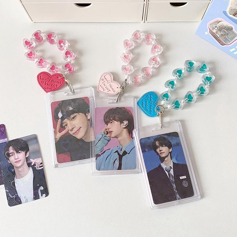 Acryl Fotorahmen Transparenter Fotokartenhalter Kpop Ordner Fotokarten Karten-Display-Ständer Kartenverpackungsmaterialien mit Anhänger