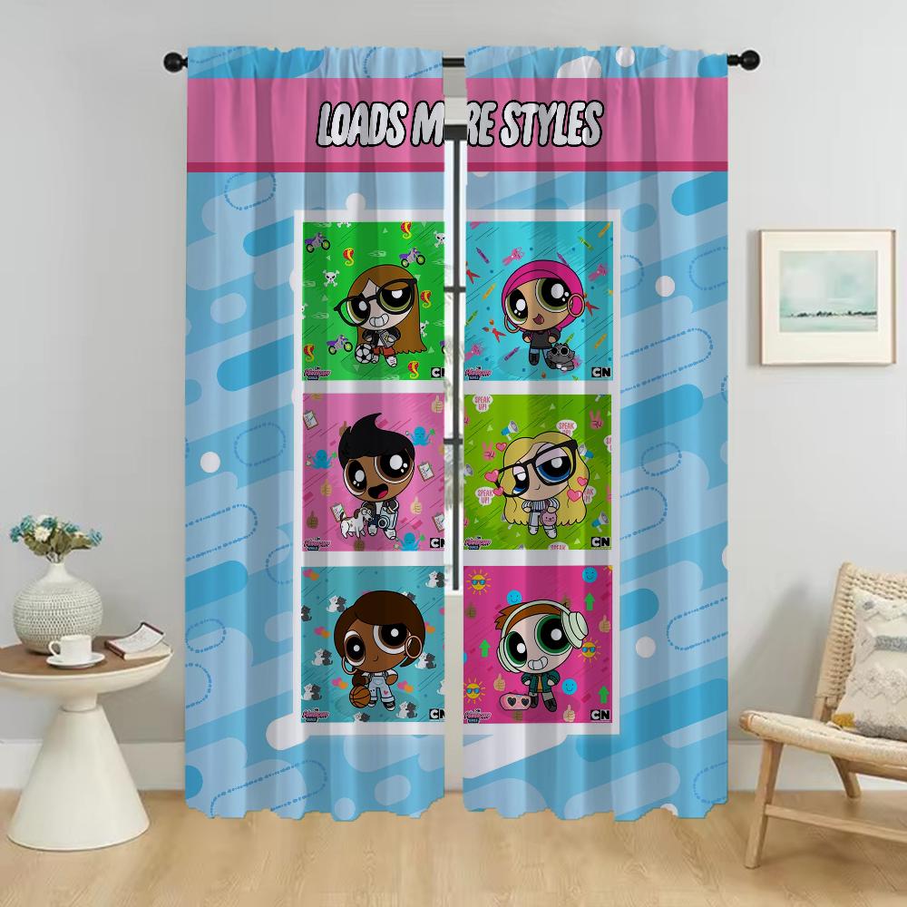 Dekoracja Halloween The Powerpuff Girls Tiul na Zasłony Dzielące Sypialnię Zasłony do Salonu Rolety Zasłony 2 Sztuki