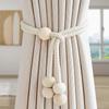 2pcs Hand-woven Solid Wood Magnetic Knot Curtain Tiebacks with Boho Style, Suitable for Living Room and Bedroom Home Decoration.