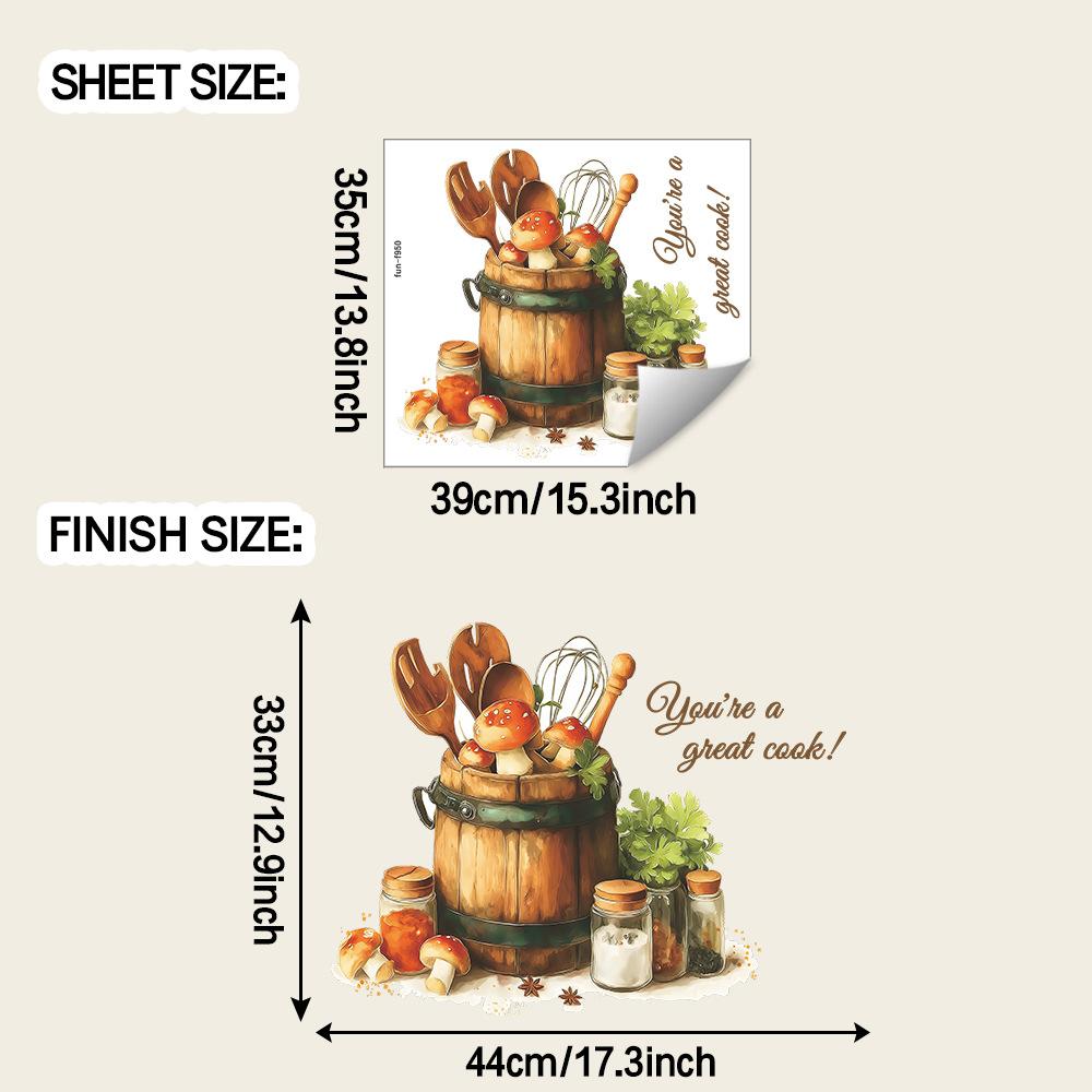 

Креативное деревянное ведро, кухонная утварь и гриб, наклейки для украшения и благоустройства стен дома