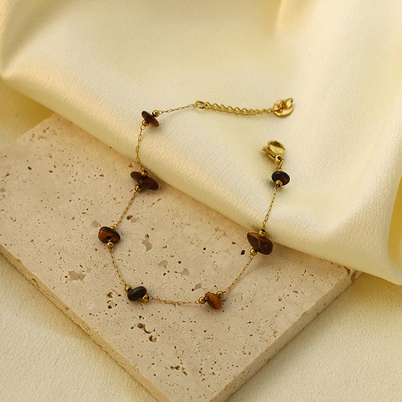 Colored Gravel Bohemian Necklace Bracelet Irregular Jewelry Set Women