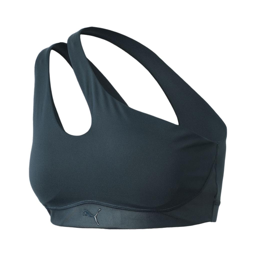 Puma Solid Logo Comfortable Fashion Asymmetrical Sports Bra Women Underwear Midnight-Blue 526816-24