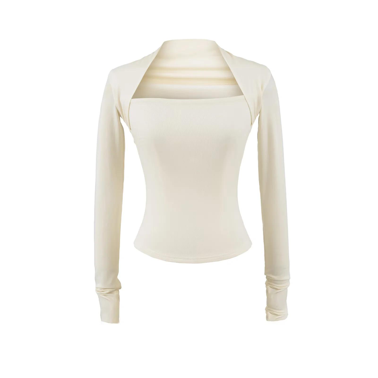 Elegant One-Shoulder Two-Piece Style Women s Autumn Slimming T-shirt Large белый