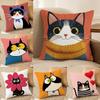 Funny And Silly Cat Pattern Pillow Case Double-Sided Plush Sofa Cushion Covers Organic Breathable Invisible Zipper
