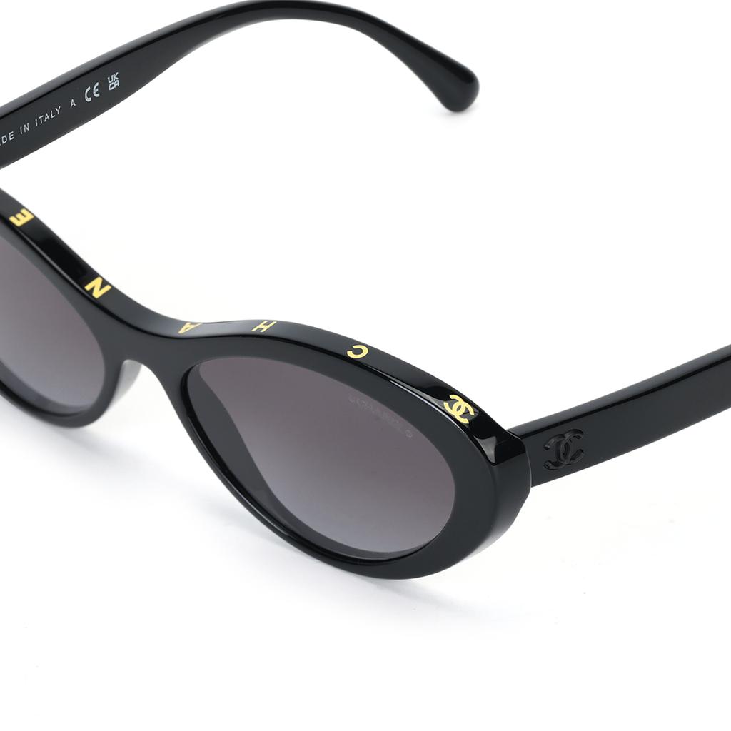 Chanel Logo Cat Eye Sunglasses Unisex Sunglasses Black CH5416-1712-S6
