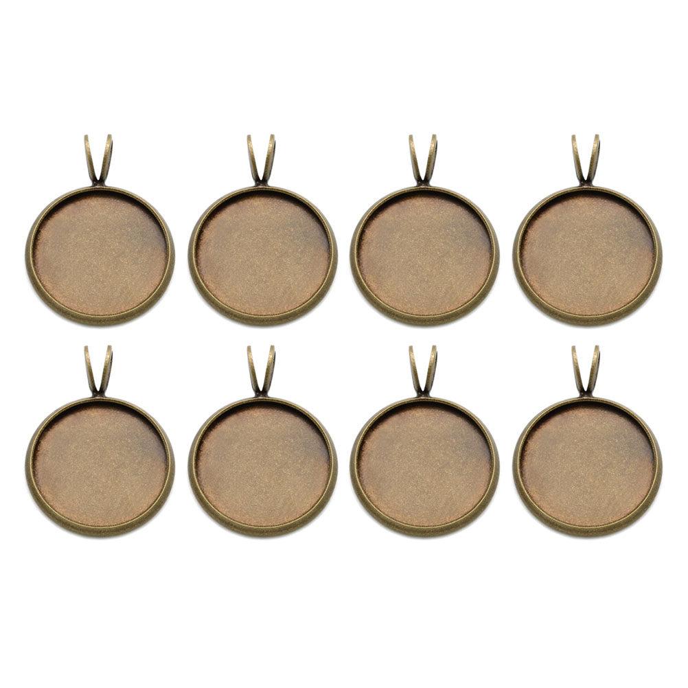 10Pcs Round Pendant Trays 10Mm Copper Plated Vintage DIY Jewelry Bezel Tray Pendants for Resin Crafts Gifts Making Accessories
