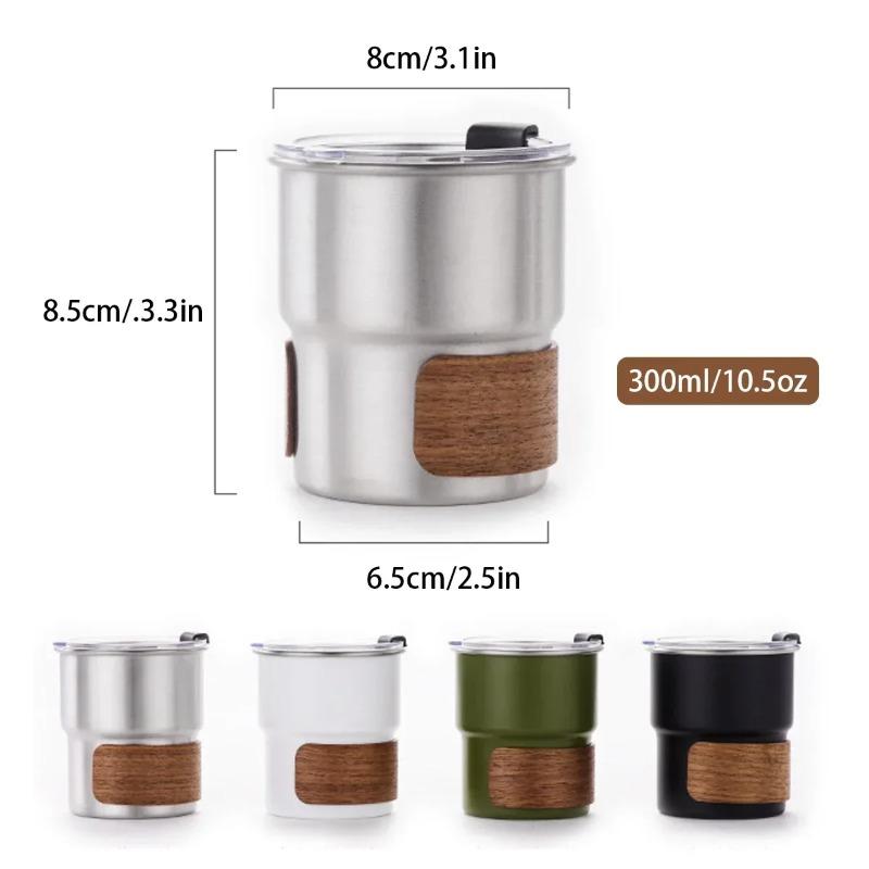 Stainless Steel Coffee Camping Mug with Lid Portable Heat Resistant Mug for Outdoor Picnic Camping Fishing