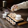 Suet jade white porcelain kung fu tea set home office teapot cover bowl teacup