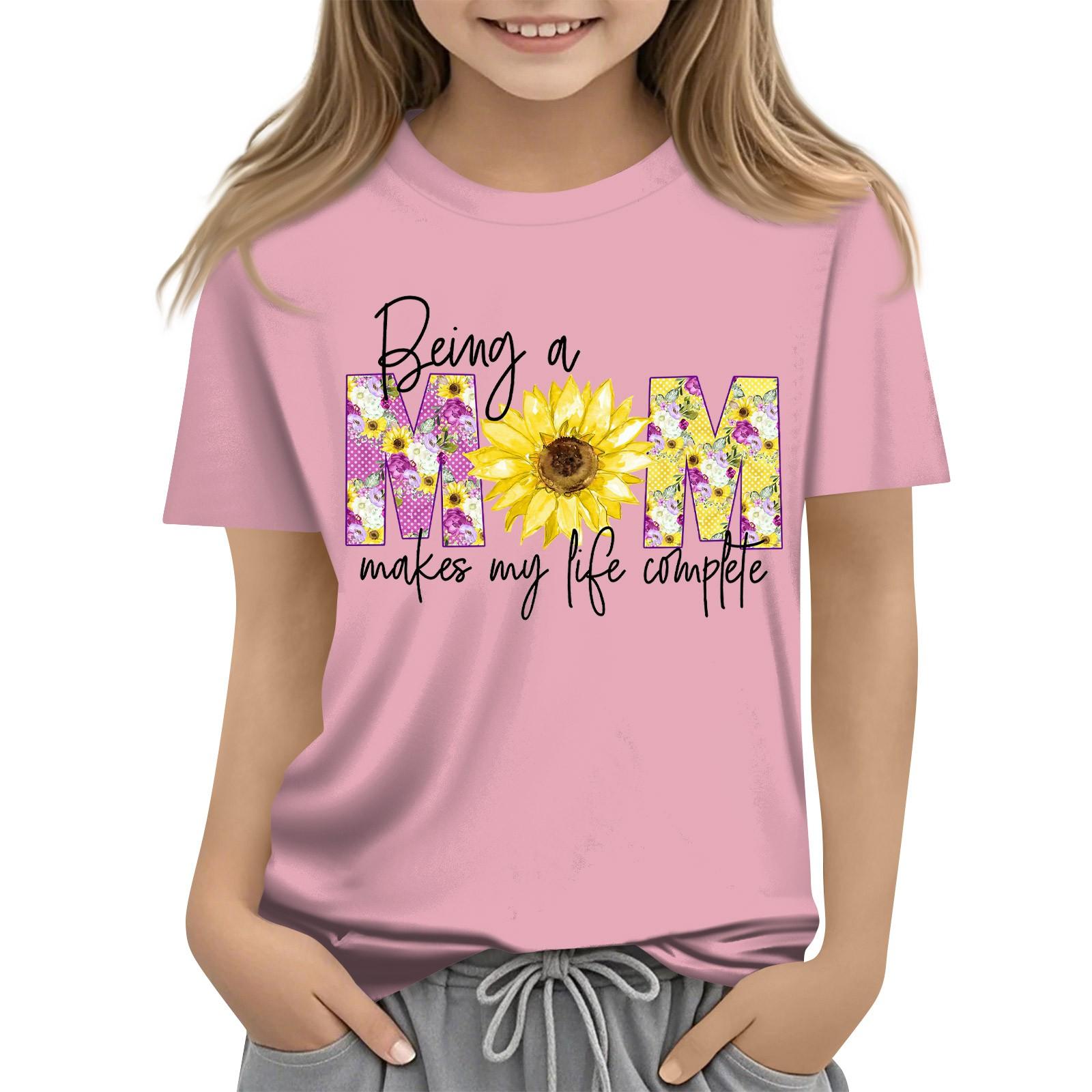 

Детская модная повседневная футболка с коротким рукавом и круглым вырезом с принтом ко Дню матери 150