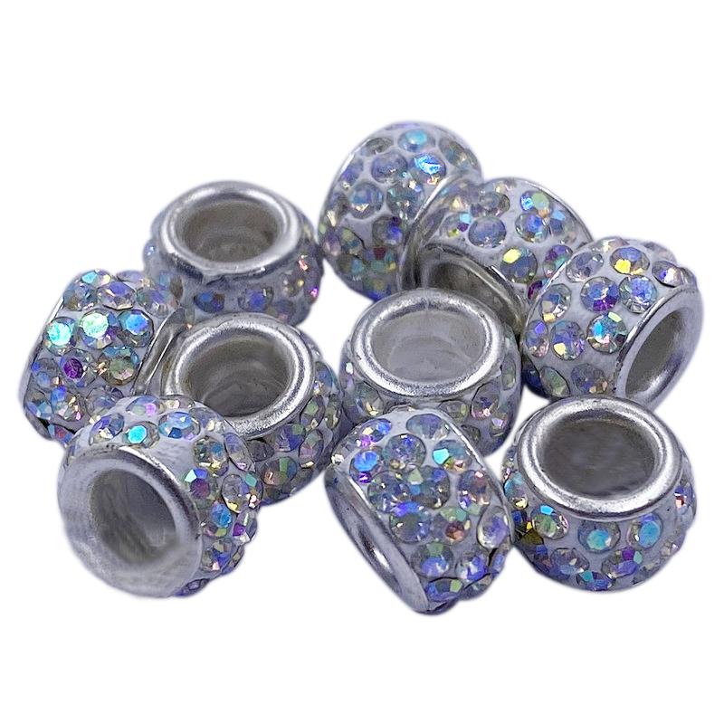 30 Perline In Argilla Polimerica Con Strass Bianche – Foro 5.2 Mm Per Creazione Gioielli Fai-Da-Te