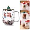 Insulated Christmas Glasswares Holiday Seasonal Coffee Mugs Insulated Glass Cup for Coffee Hot Chocolate