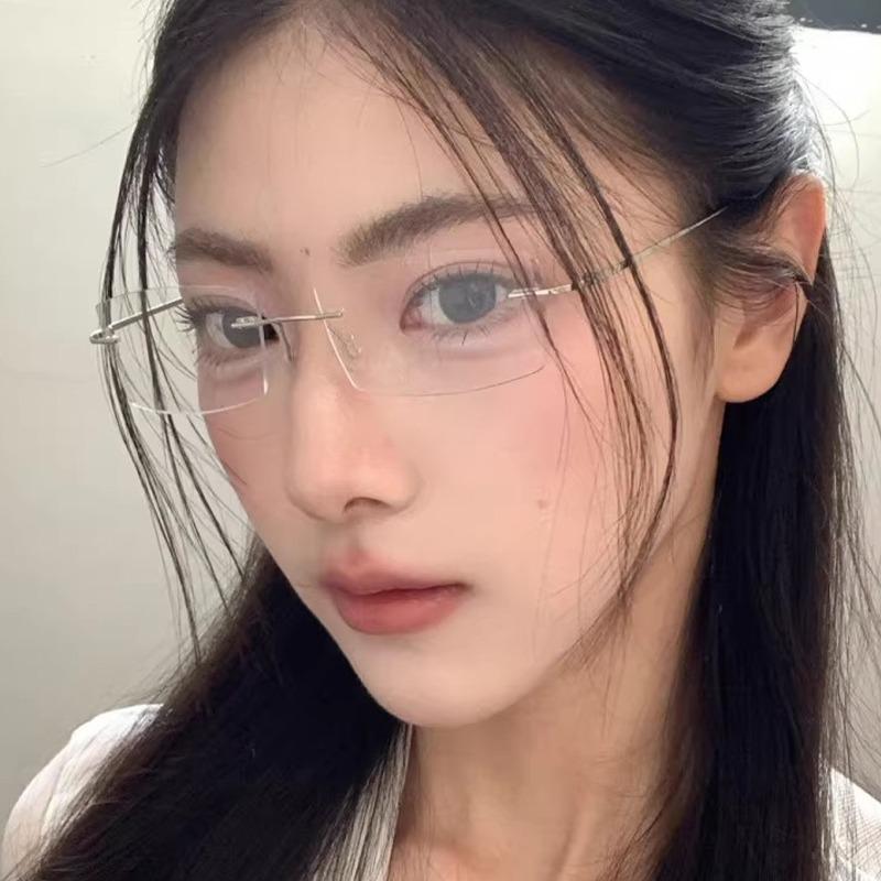 New Super Light Rimless Glasses Korean Ins Metal Anti Blue Light Eyewear Frameless Eyeglasses for Women Men Frameless Spectacles