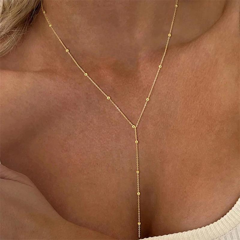 Fashion Gold Color Y-Shaped Long Tassel Necklace For Women Luxury Sun Zircon Water Drop Pendant Necklaces Jewelry Party Gifts