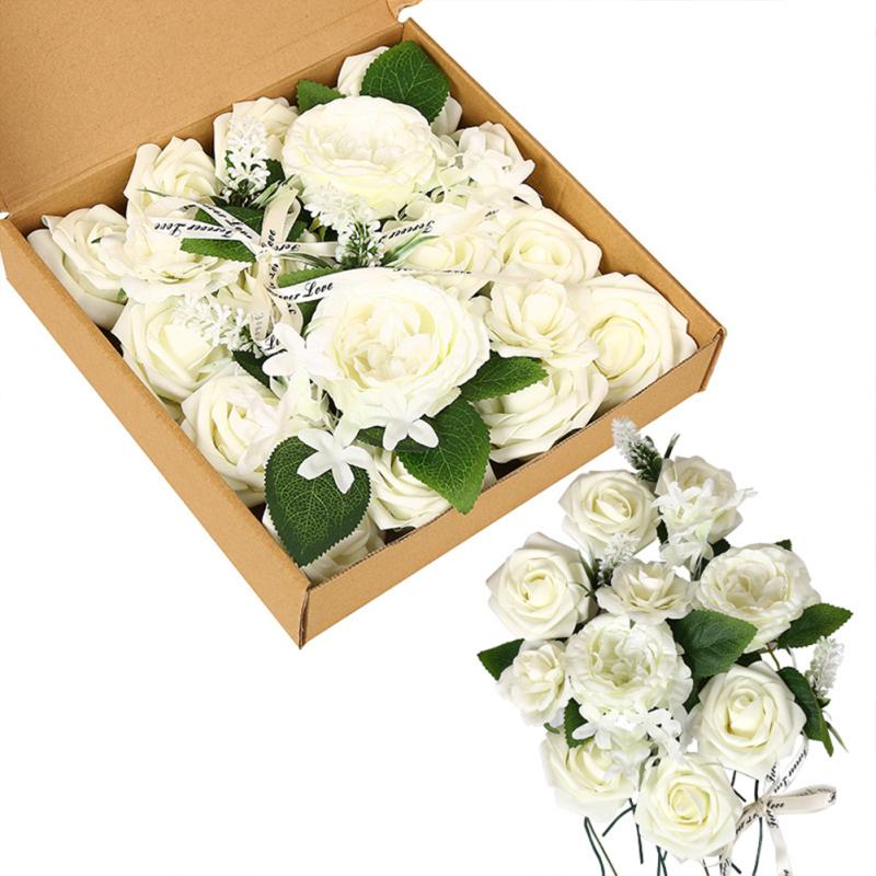 

Colorful Artificial Flower Combination Gift Box Trimmable Diy Bouquet For Wedding Center Party