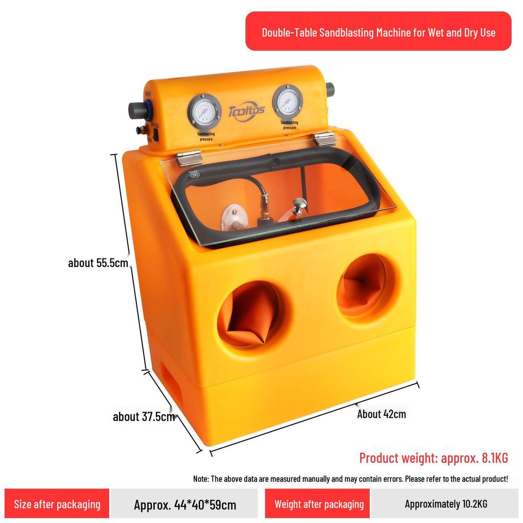 Dual-Gauge Wet & Dry Sandblasting Machine for Gold & Silver Jewelry Frosting with Tools & Air Compressor