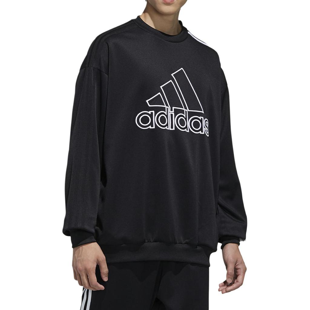 Adidas Fashionable Comfortable Versatile Crew Neck Pullover Striped Sweatshirt Men sweatshirt Black FN1663