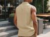 Camicia da uomo casual europea senza maniche in lino con bavero