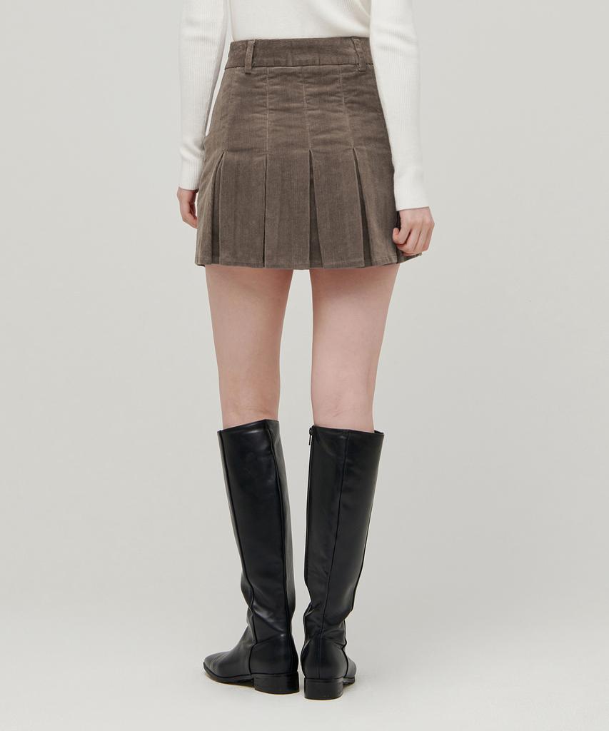 Musinsa Standard Woman Women'S Corduroy Pleated Mini Skirt [Khaki Brown]