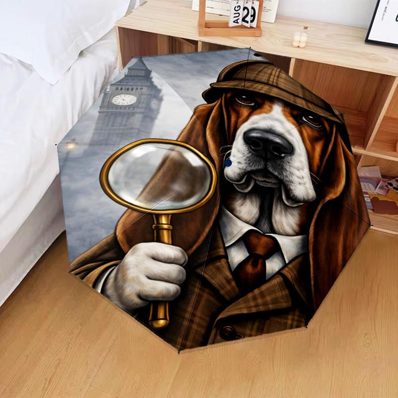 Sherlock Victorian Mystery Umbrella Folding umbrella, automatic umbrella 8-Frame for Travel, camping Use Gift for Halloween Christmas