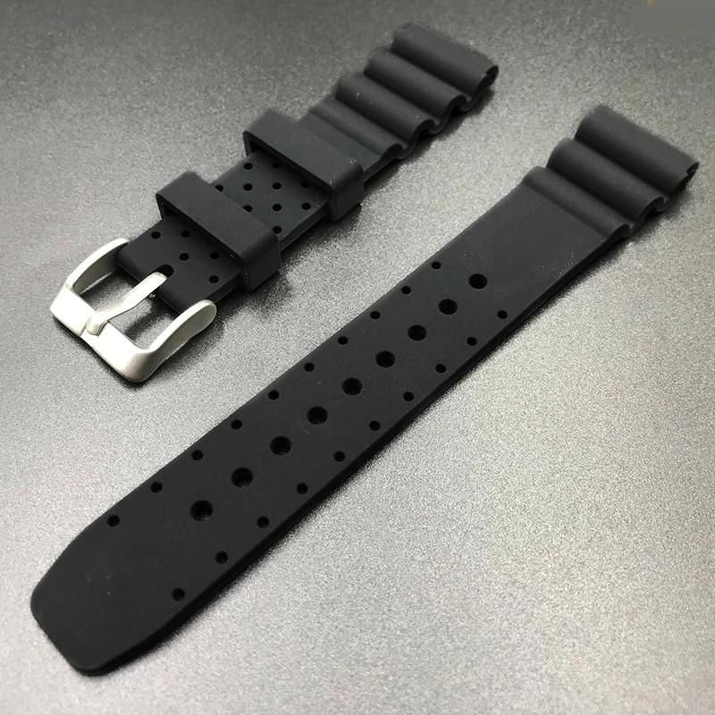 

Universal Waterproof Watchband Soft Silicone Wristband for Citizen 20mm Diving Watch Strap Rubber Belt Bracelet Accessories 20mm чорний
