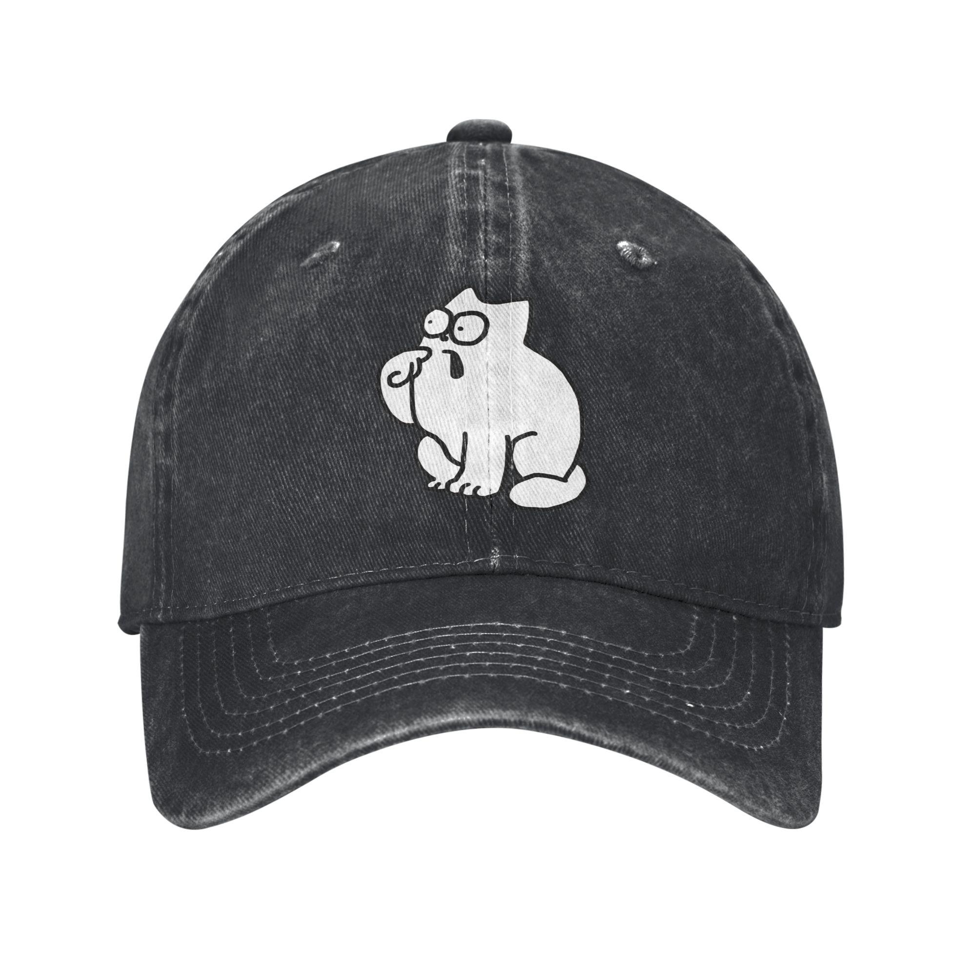 Simons Cat Sun Baseball Cap Men Women Print Hip Hop Hats Summer Vintage Outdoor Gym Breathable Snapback Cap One Size