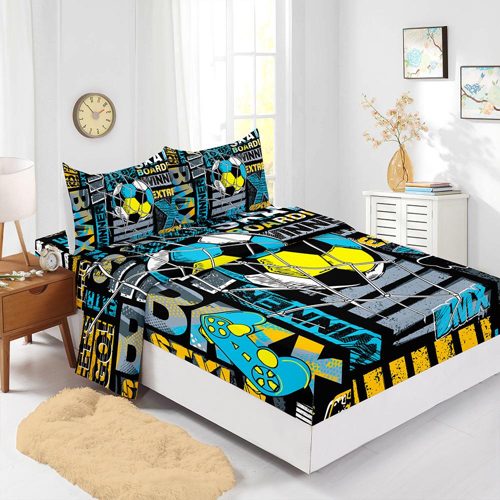 Four-Piece Mattress Football Sports Digital Printing Mattress Protective Cover Bedding Batch