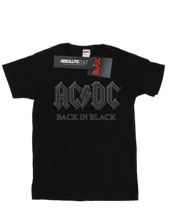 AC/DC Womens/Ladies Back In Black Cotton Boyfriend T-Shirt