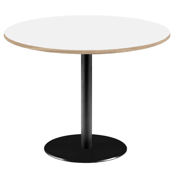 Round Table Ø 120 Cm - White Rome Model with Wood Edges