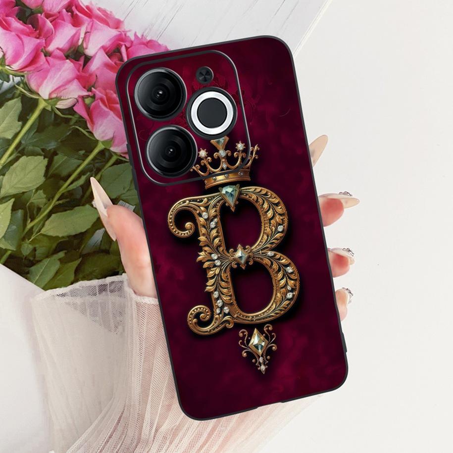 For Itel A80 Case A671L A671LC Back Cover Luxury A Z Initial Letter Crown Soft Silicone Couple Phone Case For ItelA80 A 80 Shell