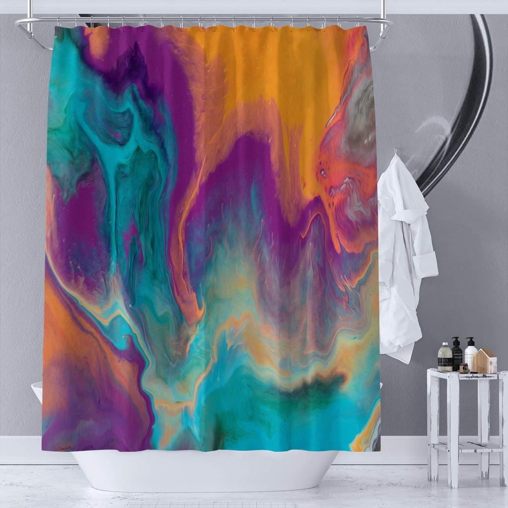 Nordic Wind Abstract Art Shower Curtain Waterproof Polyester Fabric Bath Curtain Morandi Color Block Curtains For Bathroom Decor