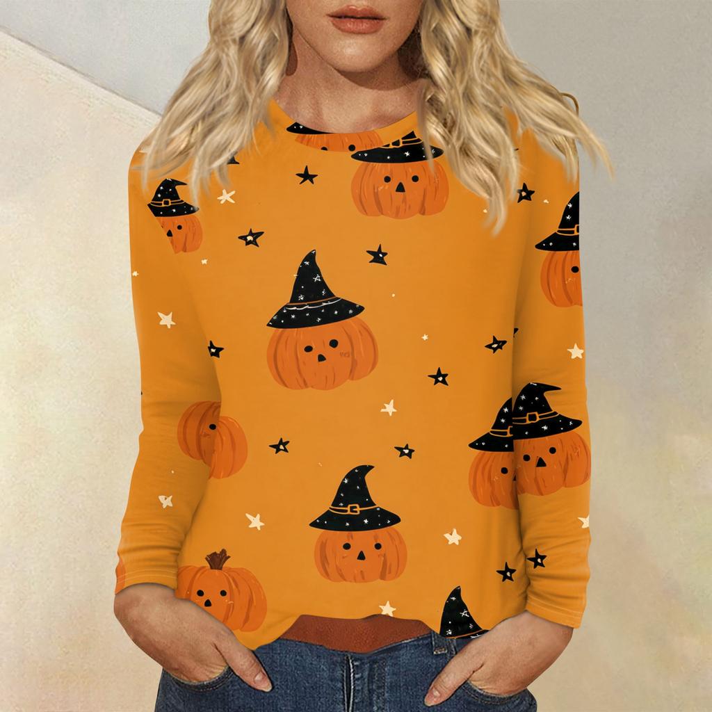 Women's Daily Casual Long-sleeved Printed O-neck Top