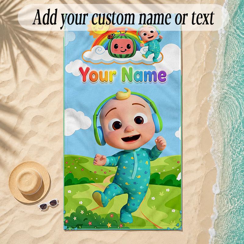 Beach TowelCocomelon Custom Name Text Personalized Soft Towel for Beach Pool Indoor Home Decor Gift