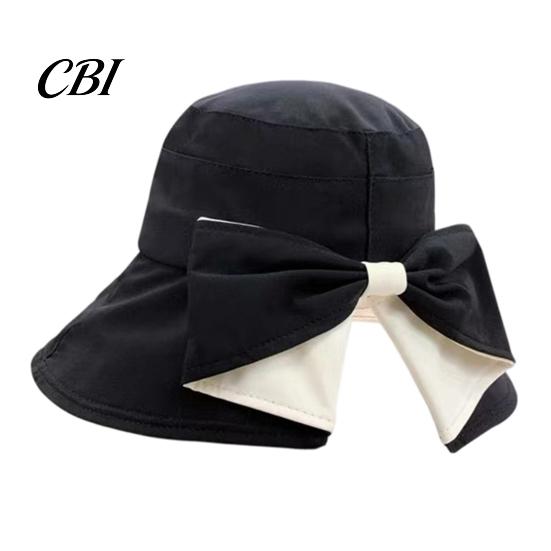 Women Sun Hat With Bow Summer Hat, Rear Bowknot Wide Brim Cycling 360 Face And Neck Protection Degree UV Fisherman for Outdoor Hiking Packable