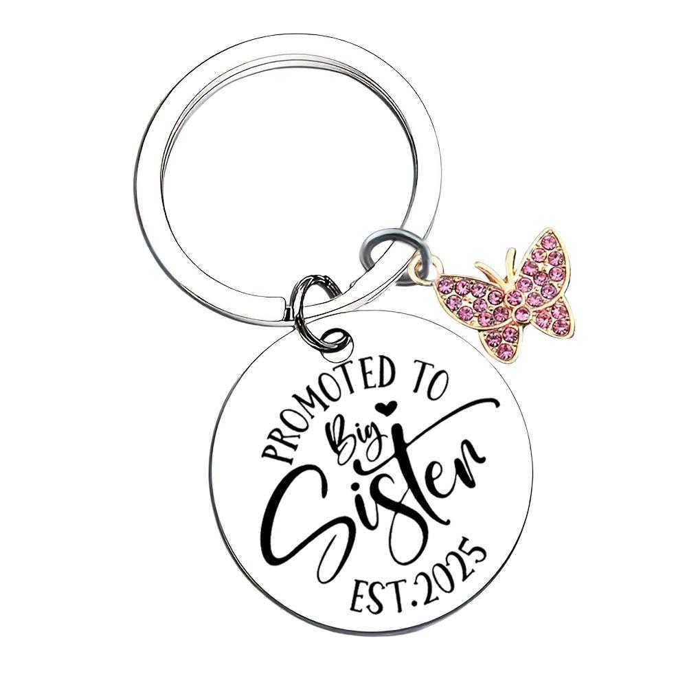 Beste Schwester Große Schwester Edelstahl Schlüsselanhänger Schmetterling Schlüsselanhänger 2025 Geschenk für beste Freundin Edelstahl Schlüsselanhänger für Rucksack Tasche Anhänger