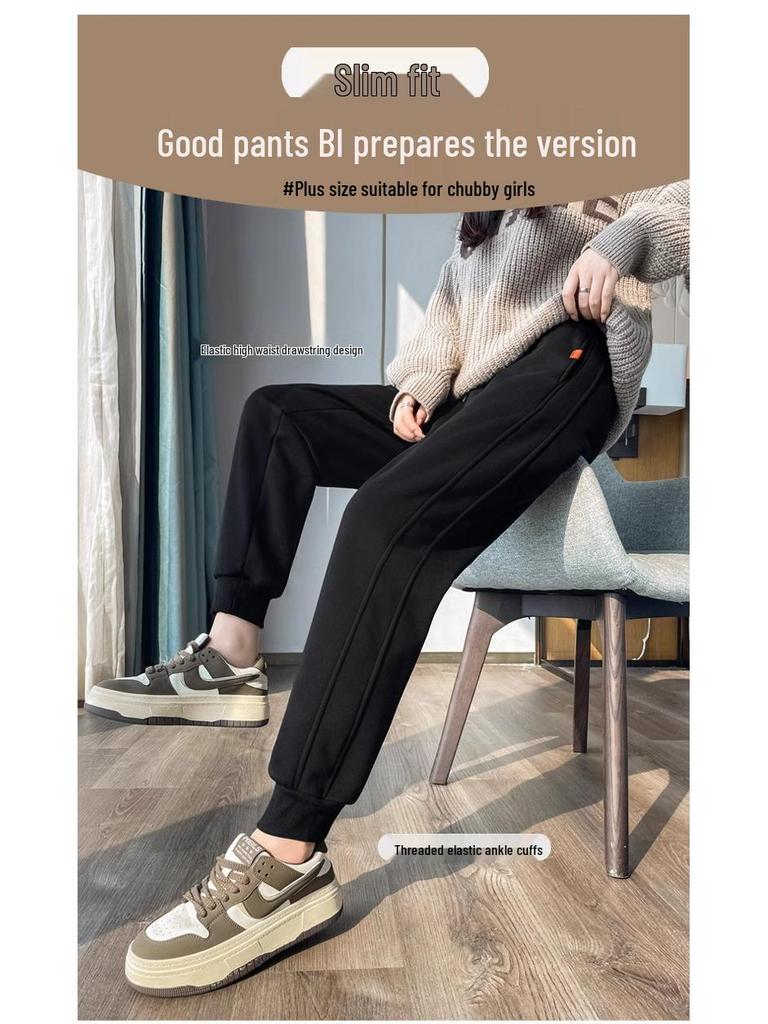 Women's Plus Size Fleece-Lined Lambswool Sweatpants - Winter Casual Loose Fit