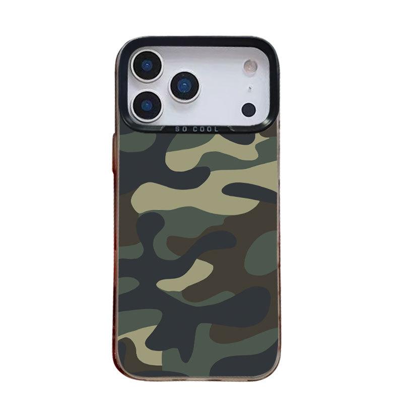 Wojskowy Zielony Kamuflażowy Pokrowiec na Telefon dla iPhone 17, 16 Pro Max, 14 Pro, 13, 15