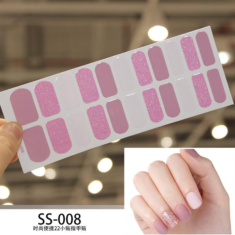 22pcs Sheet Laser Bronzing Full Cover Nail Stickers Long Lasting Tearable Cute Nail Art Wraps Design