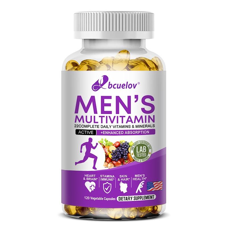 Bcuelov Men's Multivitamin Supplement 22 Complete Daily Vitamins & Minerals, Active Enhanced Absorption, 120 Caps